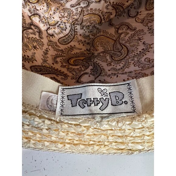 Vintage Terry B. Womens Straw Hat With Paisley Lining & Ribbon Detail main image 13